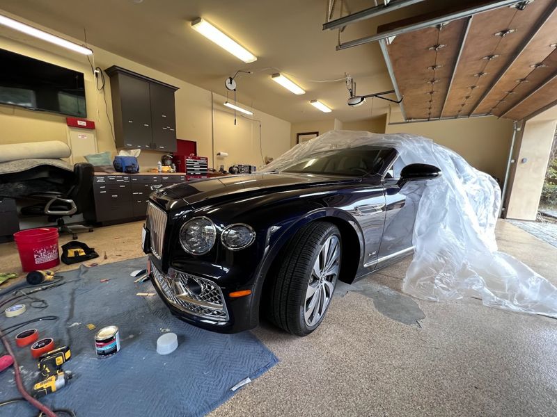 Bentley Flying Spur front bumper freshly refinished in a customer garage