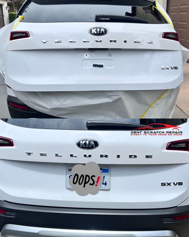 Kia Telluride rear bumper before and after repair
